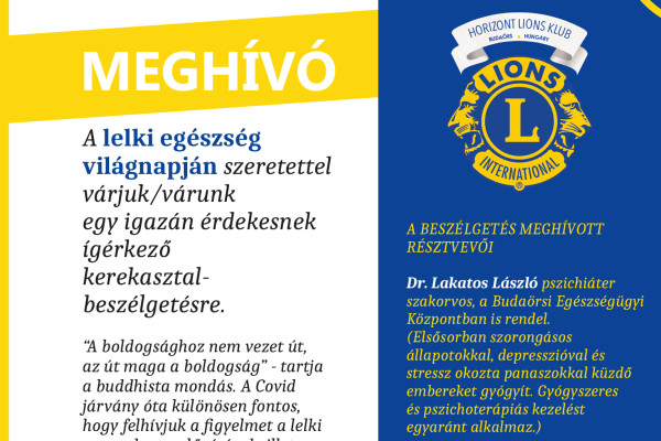 Október 10., a lelki egészség világnapja